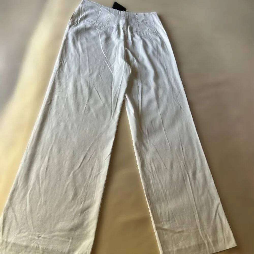 Massimo Dutti Viscose & Wool Blend Flowing Darted Wide Leg Trousers Size 10 NWT - Picture 11 of 15